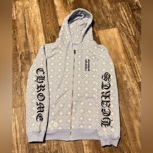 Multi cross chrome heart zip up